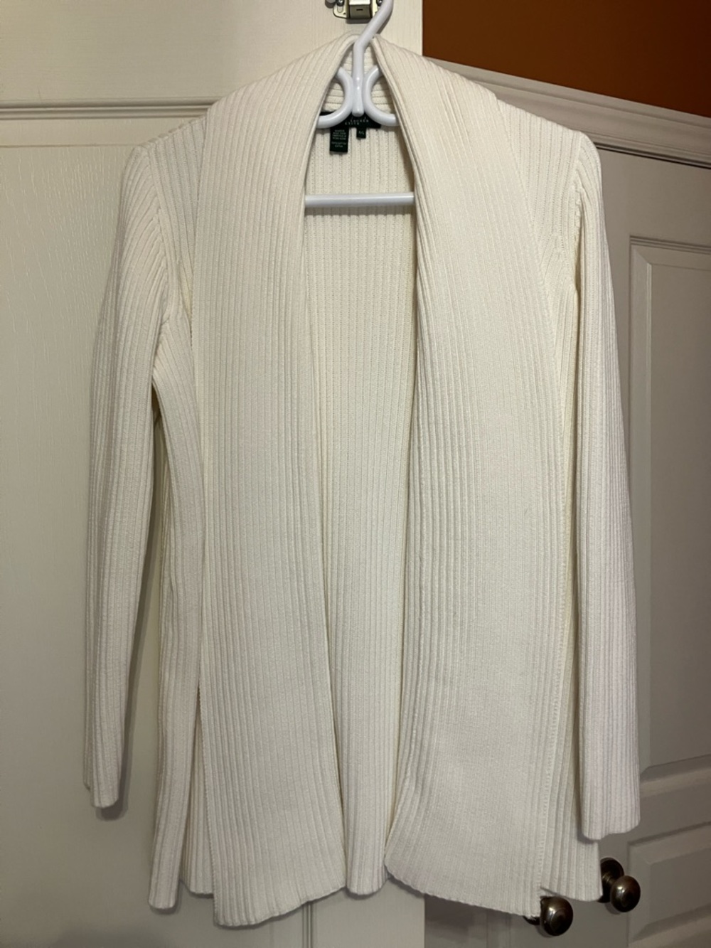 Lauren Ralph Lauren Ivory Ribbed Open-Front Cardigan